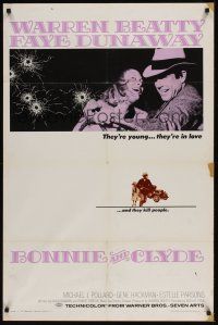 5c079 BONNIE & CLYDE 1sh '67 notorious crime duo Warren Beatty & Faye Dunaway!