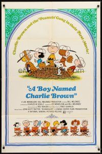 5c082 BOY NAMED CHARLIE BROWN 1sh '70 baseball art of Snoopy & the Peanuts by Charles M. Schulz!