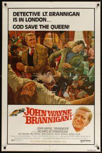 5c083 BRANNIGAN 1sh '75 Douglas Hickox, great McGinnis art of fighting John Wayne in England!