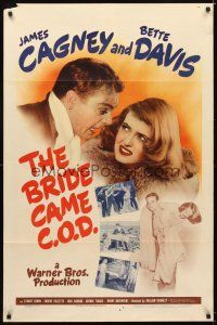 5c084 BRIDE CAME C.O.D. 1sh '41 close up of arguing James Cagney & Bette Davis!
