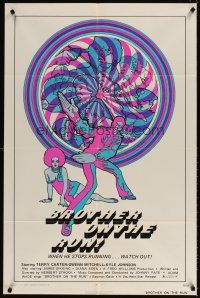 5c089 BROTHER ON THE RUN 1sh '73 Terry Carter as Boots Turner, crazy psychedelic artwork by Fritz!