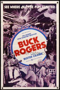 5c091 BUCK ROGERS 1sh R66 Buster Crabbe sci-fi serial, see where all the fun started!