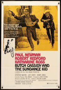 5c098 BUTCH CASSIDY & THE SUNDANCE KID style B 1sh '69 Paul Newman, Robert Redford, Katharine Ross!