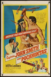 5c107 CAPTAIN JOHN SMITH & POCAHONTAS 1sh '53 Anthony Dexter, Jody Lawrance, great adventure saga!