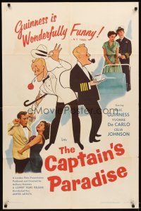 5c108 CAPTAIN'S PARADISE 1sh '53 great art & photos of Alec Guinness trying to juggle two wives!