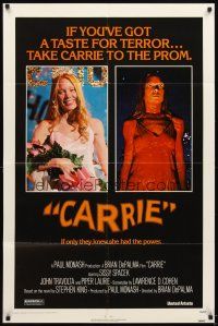 5c110 CARRIE 1sh '76 Stephen King, Sissy Spacek before and after her bloodbath at the prom!