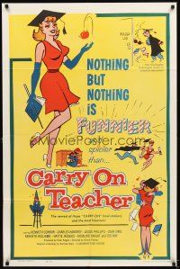 5c111 CARRY ON TEACHER 1sh '62 Kenneth Connor, Charles Hawtrey, English, sexy comic art!