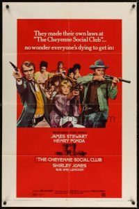 5c123 CHEYENNE SOCIAL CLUB 1sh '70 Jimmy Stewart, Henry Fonda w/guns & ladies of the night!