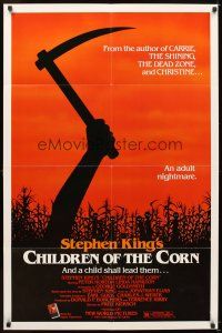 5c124 CHILDREN OF THE CORN 1sh '84 Stephen King horror, an adult nightmare, cool sickle image!