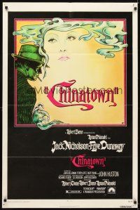 5c126 CHINATOWN 1sh '74 art of Jack Nicholson & Faye Dunaway by Jim Pearsall, Roman Polanski