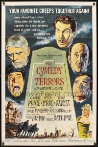 5c136 COMEDY OF TERRORS 1sh '64 Boris Karloff, Peter Lorre, Vincent Price, Joe E. Brown, Tourneur