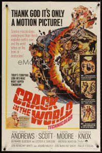 5c146 CRACK IN THE WORLD 1sh '65 atom bomb explodes, thank God it's only a motion picture!