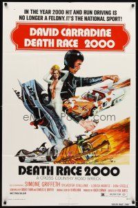 5c162 DEATH RACE 2000 1sh '75 Paul Bartel, David Carradine, cool car racing sci-fi art!