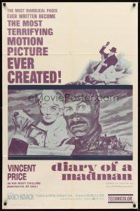 5c171 DIARY OF A MADMAN 1sh '63 Vincent Price in his most chilling portrayal of evil!