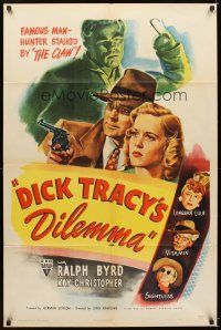 5c172 DICK TRACY'S DILEMMA style A 1sh '47 art of Ralph Byrd vs The Claw, Sightless, & Vitamin