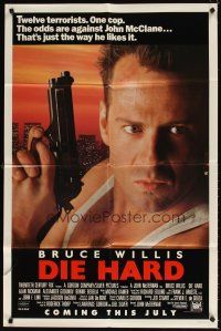 5c173 DIE HARD advance 1sh '88 Bruce Willis vs twelve terrorists, action classic!