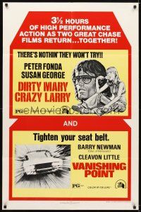 5c177 DIRTY MARY CRAZY LARRY/VANISHING POINT 1sh '75 Peter Fonda, Barry Newman, Susan George!