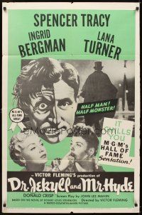 5c187 DR. JEKYLL & MR. HYDE 1sh R54 cool art of Spencer Tracy as half-man, half-monster!