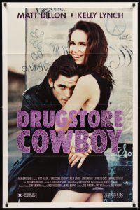 5c192 DRUGSTORE COWBOY 1sh '89 Matt Dillon & sexy Kelly Lynch, directed by Gus Van Sant!