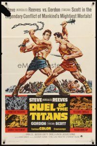 5c194 DUEL OF THE TITANS 1sh '63 Sergio Corbucci, Steve Hercules Reeves vs Gordon Tarzan Scott!