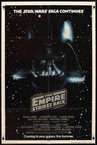 5c205 EMPIRE STRIKES BACK advance 1sh '80 George Lucas sci-fi classic, cool image of Darth Vader!