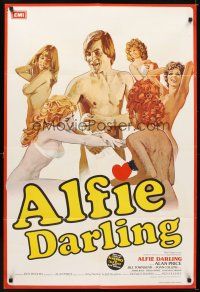 5c013 ALFIE DARLING English 1sh '75 Alan Price in title role, sexy art, big rig trucker sex thriller