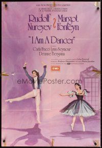 5c343 I AM A DANCER English 1sh '72 Rudolf Nureyev, Margot Fonteyn, cool art of dancing couple!
