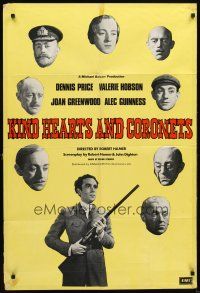 5c386 KIND HEARTS & CORONETS English 1sh R60s Alec Guinness shows how to become head of a family!