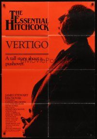 5c934 VERTIGO English 1sh R83 Jimmy Stewart, classic Alfred Hitchcock profile!