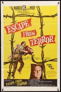 5c211 ESCAPE FROM TERROR 1sh '57 top secret KGB agent Jackie Coogan is on the run!