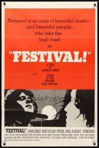 5c226 FESTIVAL 1sh '67 Joan Baez, Bob Dylan, beautiful music & beautiful people!