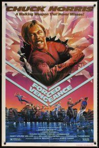 5c243 FORCED VENGEANCE 1sh '82 Chuck Norris is a walking weapon that never misses, Gleason art!