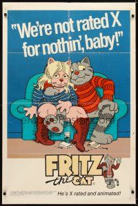 5c259 FRITZ THE CAT 1sh '72 Ralph Bakshi sex cartoon, he's x-rated and animated!