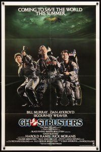 5c272 GHOSTBUSTERS advance 1sh '84 Bill Murray, Aykroyd, Ramis, Coming to Save The World!