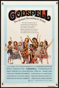 5c280 GODSPELL 1sh '73 David Greene classic religious musical, great cast portrait!
