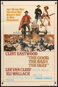 5c283 GOOD, THE BAD & THE UGLY int'l 1sh R80 Clint Eastwood, Lee Van Cleef, Sergio Leone, cool art!