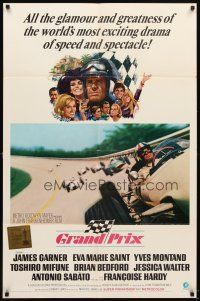 5c286 GRAND PRIX 1sh '67 Formula One race car driver James Garner, artwork by Howard Terpning!