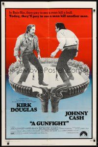 5c297 GUNFIGHT 1sh '71 people pay to see Kirk Douglas and Johnny Cash try to kill each other!