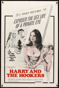 5c304 HARRY & THE HOOKERS 1sh '75 exposed, the sex life of a private eye, sexy art!