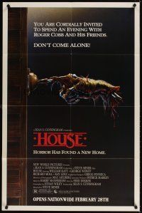 5c331 HOUSE advance 1sh '86 great artwork of severed hand ringing doorbell, don't come alone!