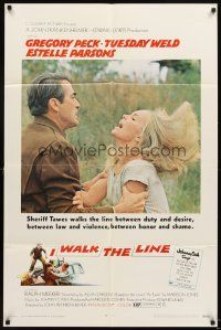 5c346 I WALK THE LINE 1sh '70 c/u of Gregory Peck with Tuesday Weld in grass, John Frankenheimer