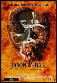 5c373 JASON GOES TO HELL 1sh '93 Friday the 13th, creepy worm w/teeth in mask image!