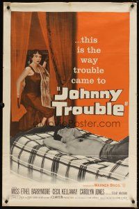 5c378 JOHNNY TROUBLE 1sh '57 wherever there was girl trouble, there was Carolyn Jones!