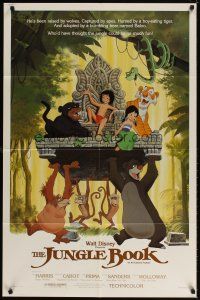 5c381 JUNGLE BOOK 1sh R84 Walt Disney cartoon classic, great image of Mowgli & friends!