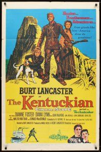 5c385 KENTUCKIAN 1sh '55 art of star & director Burt Lancaster with frontier family!