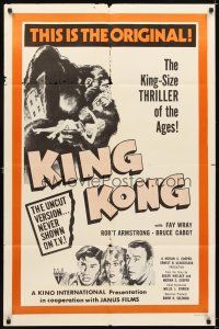 5c387 KING KONG 1sh R1977 Fay Wray, Robert Armstrong, thriller of the ages!