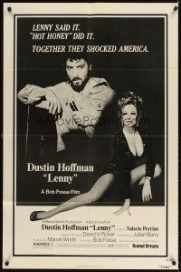 5c418 LENNY style B 1sh '74 Dustin Hoffman as comedian Lenny Bruce w/microphone, Valerie Perrine!