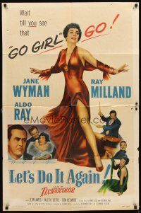 5c422 LET'S DO IT AGAIN 1sh '53 Ray Milland, art of sexy go go girl Jane Wyman!