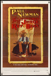5c425 LIFE & TIMES OF JUDGE ROY BEAN 1sh '72 John Huston, art of Paul Newman by Richard Amsel!