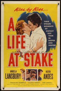 5c426 LIFE AT STAKE 1sh '55 romantic close-up of Angela Lansbury & Keith Andes!